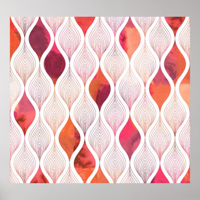 Poster Feuilles d'aquarelle modernes, motif sans couture. (Devant)