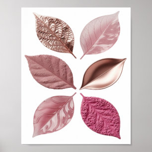 Poster Feuilles d'argent de différentes nuances et textur