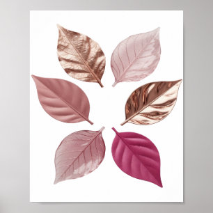 Poster Feuilles d'argent élégantes DE COULEURS DIFFÉRENTE