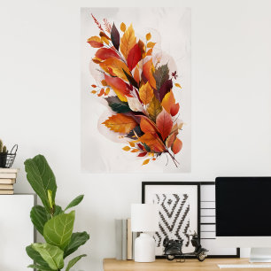 Poster Feuilles d'automne Aquarelle Art