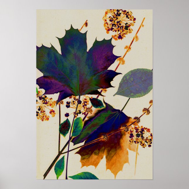 Poster Feuilles d'automne aux couleurs royales (Devant)