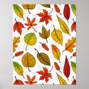 Poster Feuilles d'automne en blanc