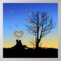 Feuilles d'automne en forme de coeur Couple