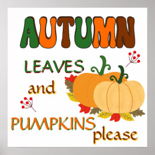 Poster Feuilles d'automne et Citrouilles