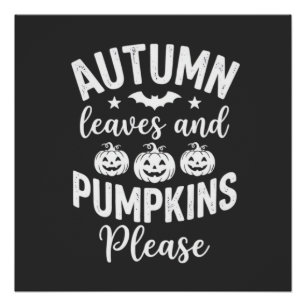 Poster Feuilles d'automne et citrouilles s'il vous plaît_