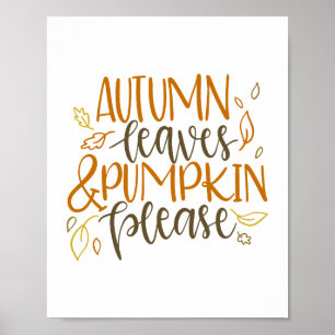 Poster Feuilles d'automne et Citrouilles S'il vous plaît 