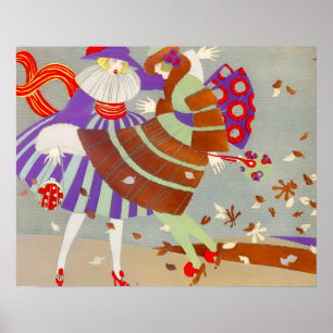 POSTER FEUILLES D'AUTOMNE ET CONCEPTEUR DE COSTUME VENT /