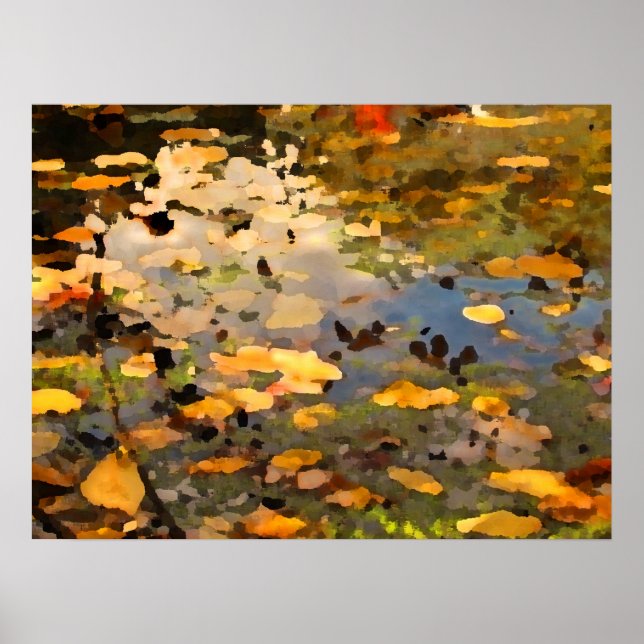 Poster Feuilles d'automne flottantes Abstraites (Devant)
