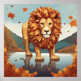 Poster Feuilles d'automne Lion mâle