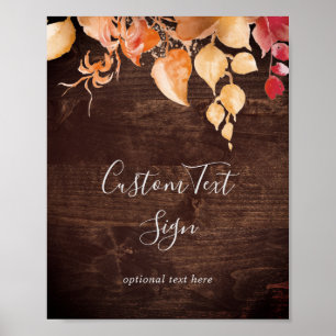 Poster Feuilles d'Automne   Panneau en Bois Brun Rustique
