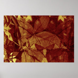 Poster Feuilles d'automne Tons ocres abstraits