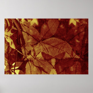 Poster Feuilles d'automne Tons ocres abstraits