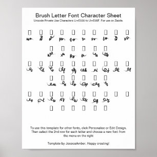 Poster Feuilles de caractères de la police de lettres au