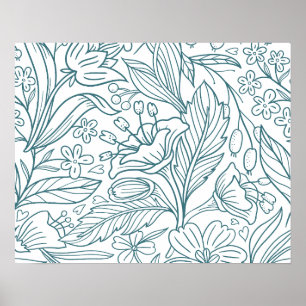 Poster Feuilles de fleurs d'hibiscus simples et élégantes