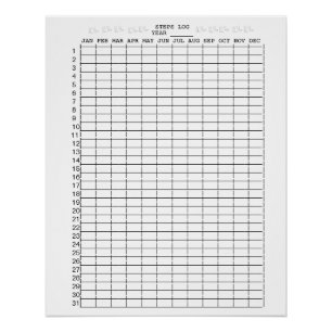 Poster Feuilles de journal des étapes quotidiennes pour l