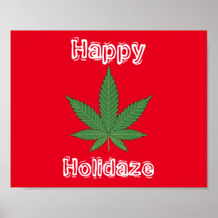 Poster Feuilles de mauvaises herbes Noël Joyeux vacances