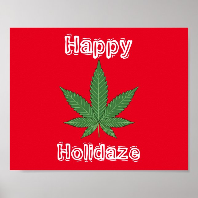 Poster Feuilles de mauvaises herbes Noël Joyeux vacances (Devant)