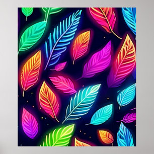 Poster Feuilles de néon dans l'art lumineux