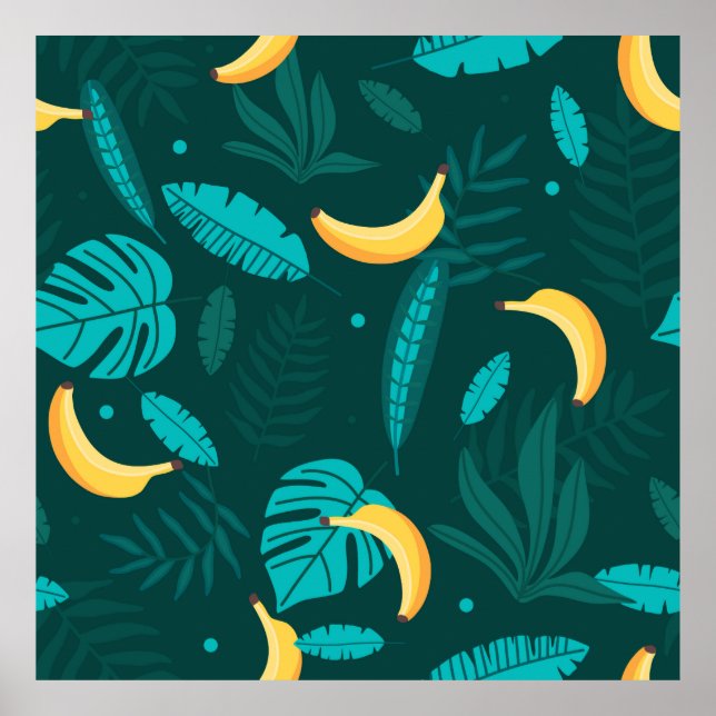 Poster Feuilles de palmiers tropicaux motif sans couture. (Devant)