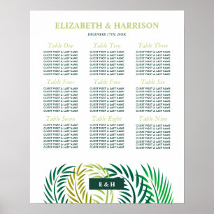 Poster Feuilles de palmiers tropicaux, Plage Mariage Cart