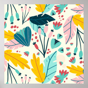 Poster Feuilles d'été tropicaux