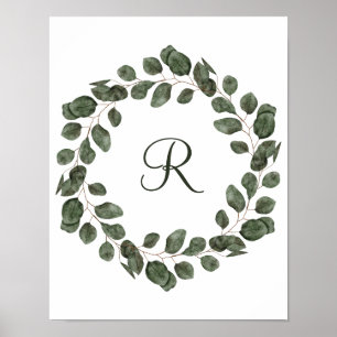 Poster Feuilles d'eucalyptus élégantes et modernes Monogr
