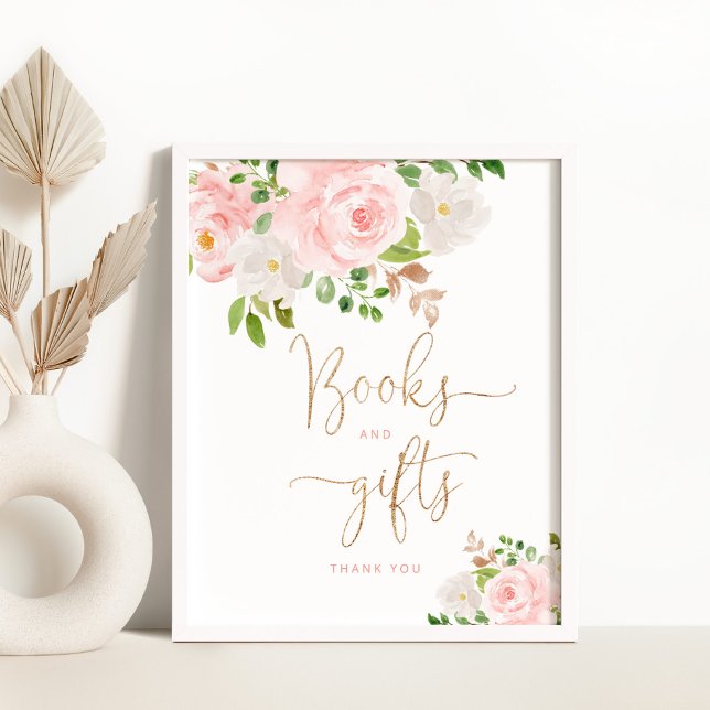 Poster Feuilles d'or floral floral flush Livres et cadeau (Créateur téléchargé)