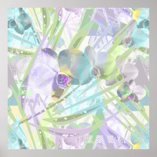 Poster Feuilles d'orchidée et de palmier, tropical