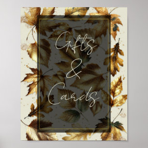 Poster Feuilles dorées Amande Beige Noir Cadeaux et Carte