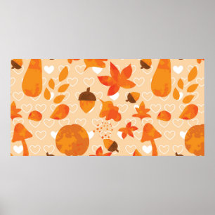 Poster Feuilles et noix d'automne. Belle main de nature d
