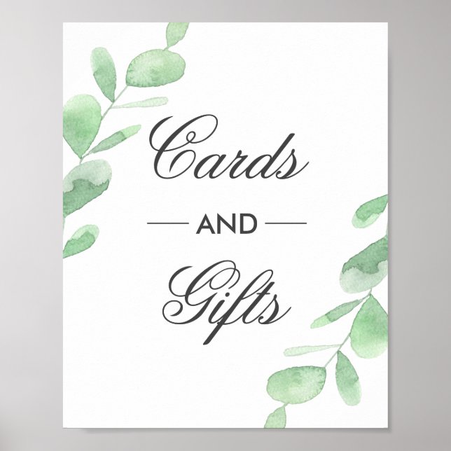 Poster Feuilles eucalyptus. Cartes et cadeaux mariages Po (Devant)