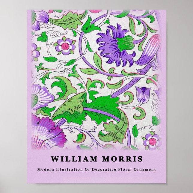 Poster Feuilles floraux verts modernes William Morris (Devant)