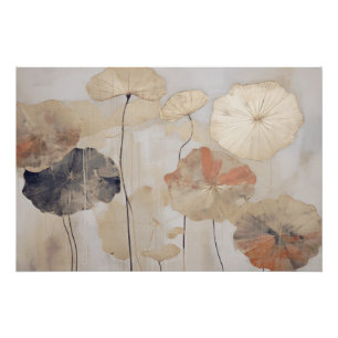 Poster Feuilles Lotus Abstraits - Wabisabi esthétique
