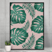 Feuilles Pink & Green Palm sans couture Motif