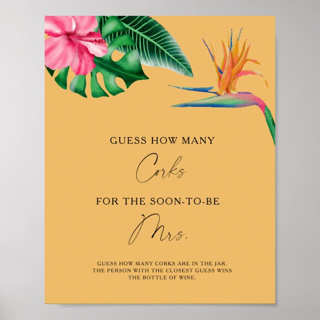 Poster Feuilles tropicaux - Devinez combien de lièges (Devant)