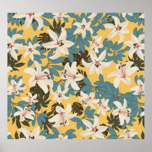 Poster Feuilles tropicaux lumineux Lily Motif