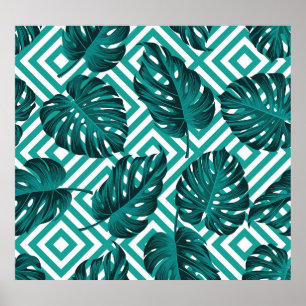 Poster Feuilles tropicaux : Motif Floral sans joint.