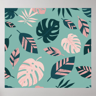 Poster Feuilles tropicaux : Motif Vintage sans couture.