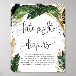 Poster Feuilles tropicaux verdoyants en fin de soirée sig