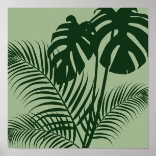 Poster Feuilles tropicaux Vert clair Art moderne Imprimer