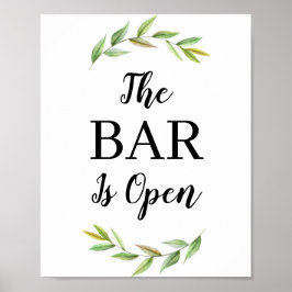 Poster Feuilles Verdoyants Le Bar Est Ouvert Bar Mariage 