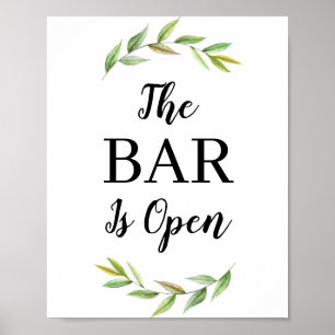 Poster Feuilles Verdoyants Le Bar Est Ouvert Bar Mariage