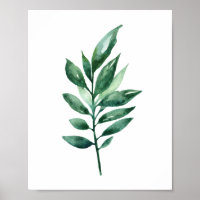 Feuilles vert aquarelle. Art botanique. Jardin