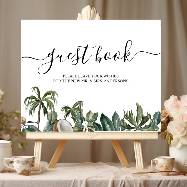 Poster Feuilles Vertes Aquarelle Tropical Tendance (Créateur téléchargé)