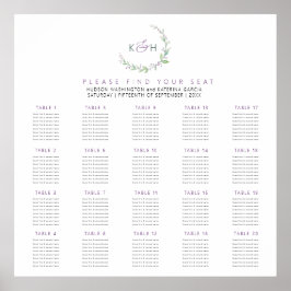 Poster Feuilles verts de baies pourpres 20 tables mariage