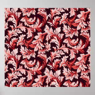 Poster Feuilles vintages Spiral Baroque, Texturé.