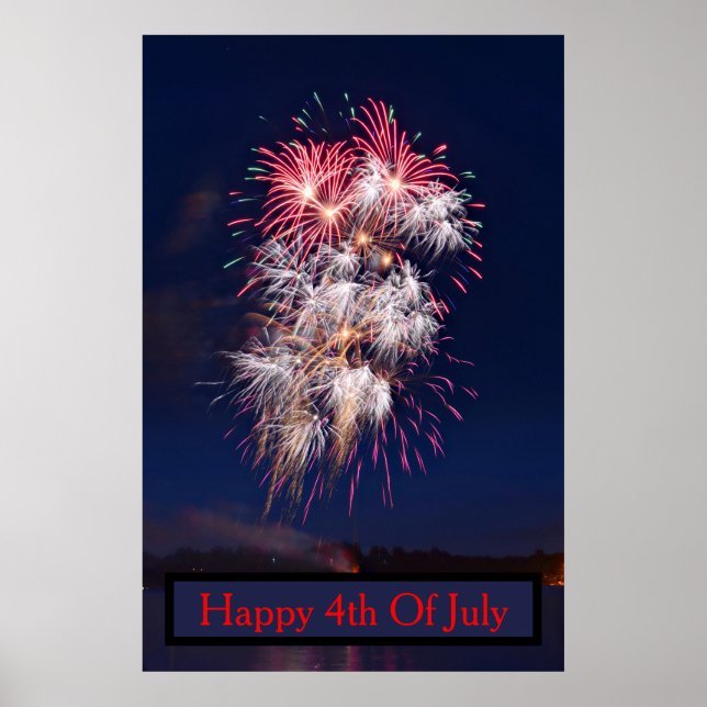 Poster Feux d'artifice 4 juillet fête de l'indépendance (Devant)