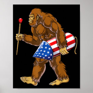 Poster Feux d'artifice Bigfoot 4 juillet Hommes Sasquatch