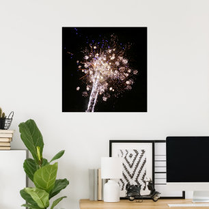 Poster Feux d'artifice bleus et blancs