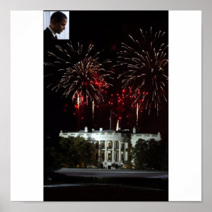 Poster FEUX D'ARTIFICE d'OBAMA d'affiche À LA MAISON